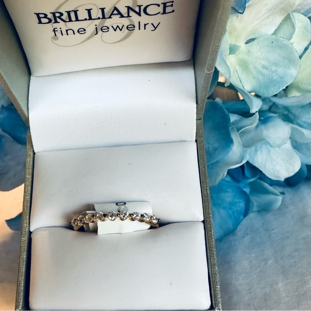 Brilliance fine jewelry 14 karat gold over sterling silver CZ stackable ring.